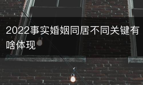 2022事实婚姻同居不同关键有啥体现