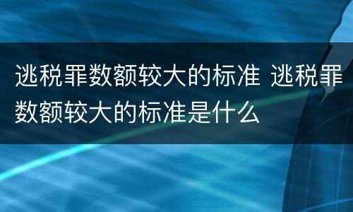 逃税罪数额较大的标准 逃税罪数额较大的标准是什么