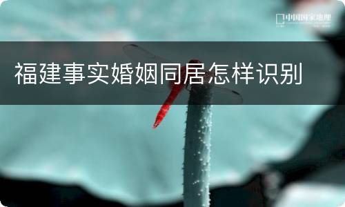 福建事实婚姻同居怎样识别