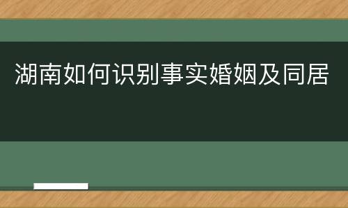 湖南如何识别事实婚姻及同居