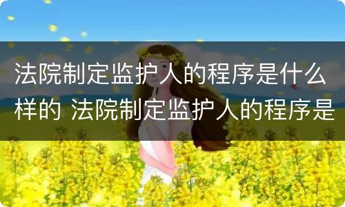法院制定监护人的程序是什么样的 法院制定监护人的程序是什么样的呢