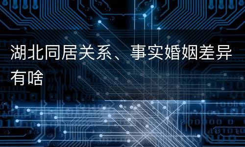 湖北同居关系、事实婚姻差异有啥