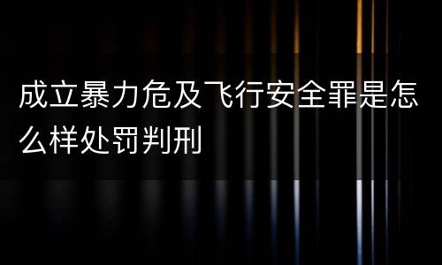 成立暴力危及飞行安全罪是怎么样处罚判刑