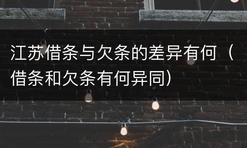 江苏借条与欠条的差异有何（借条和欠条有何异同）