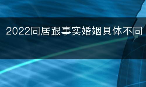 2022同居跟事实婚姻具体不同