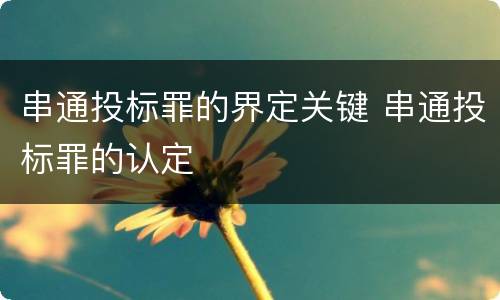 串通投标罪的界定关键 串通投标罪的认定