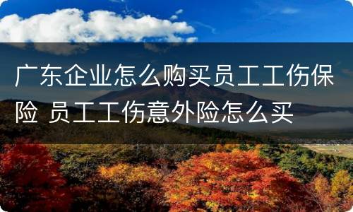 广东企业怎么购买员工工伤保险 员工工伤意外险怎么买
