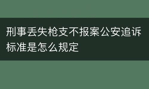 刑事丢失枪支不报案公安追诉标准是怎么规定
