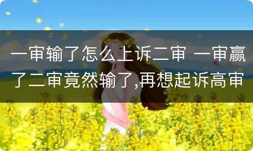 一审输了怎么上诉二审 一审赢了二审竟然输了,再想起诉高审怎么办