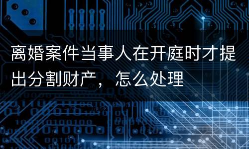 离婚案件当事人在开庭时才提出分割财产，怎么处理