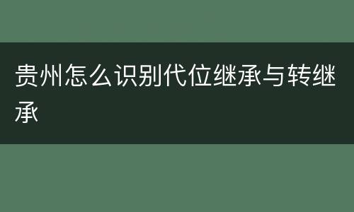 贵州怎么识别代位继承与转继承