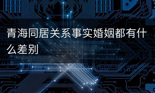 青海同居关系事实婚姻都有什么差别