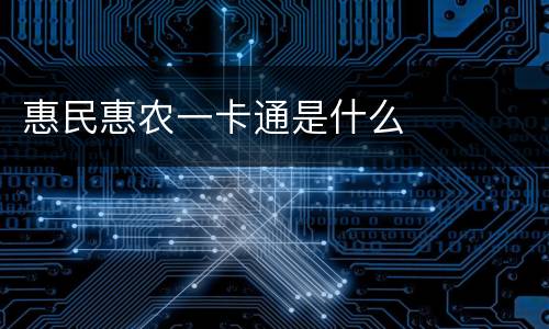 惠民惠农一卡通是什么