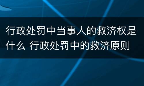 行政处罚中当事人的救济权是什么 行政处罚中的救济原则