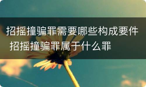 招摇撞骗罪需要哪些构成要件 招摇撞骗罪属于什么罪