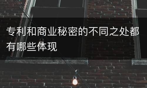 专利和商业秘密的不同之处都有哪些体现