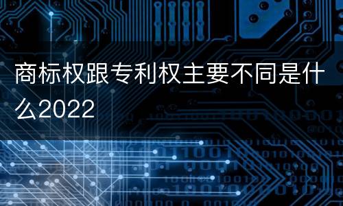 商标权跟专利权主要不同是什么2022
