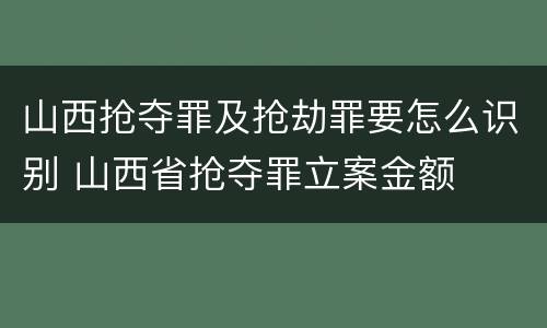 山西抢夺罪及抢劫罪要怎么识别 山西省抢夺罪立案金额