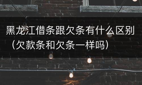 黑龙江借条跟欠条有什么区别（欠款条和欠条一样吗）