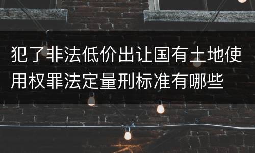 犯了非法低价出让国有土地使用权罪法定量刑标准有哪些