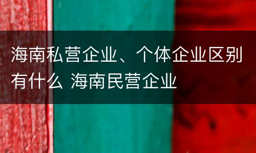海南私营企业、个体企业区别有什么 海南民营企业
