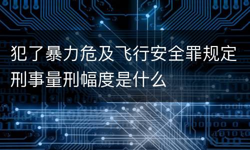 犯了暴力危及飞行安全罪规定刑事量刑幅度是什么