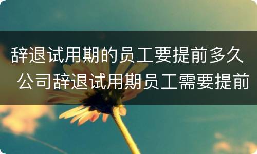 辞退试用期的员工要提前多久 公司辞退试用期员工需要提前多久