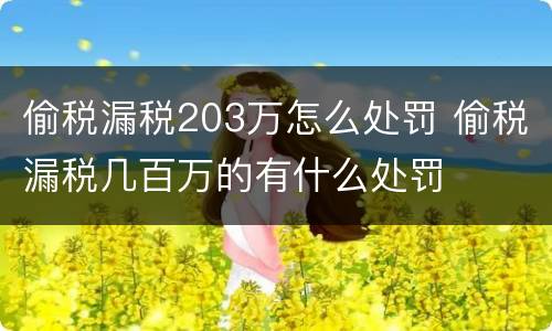 偷税漏税203万怎么处罚 偷税漏税几百万的有什么处罚