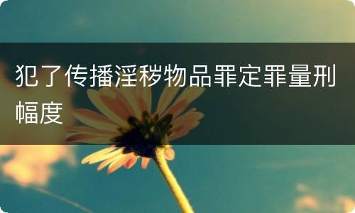 犯了传播淫秽物品罪定罪量刑幅度