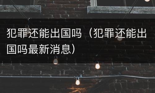 犯罪还能出国吗（犯罪还能出国吗最新消息）
