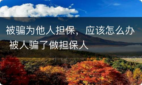 被骗为他人担保，应该怎么办 被人骗了做担保人
