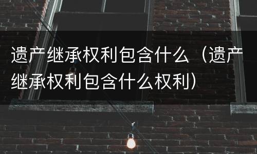 遗产继承权利包含什么（遗产继承权利包含什么权利）