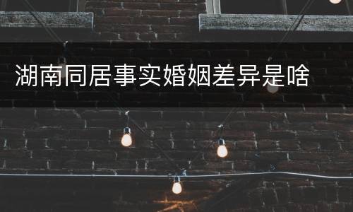 湖南同居事实婚姻差异是啥