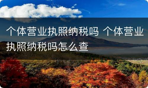 个体营业执照纳税吗 个体营业执照纳税吗怎么查