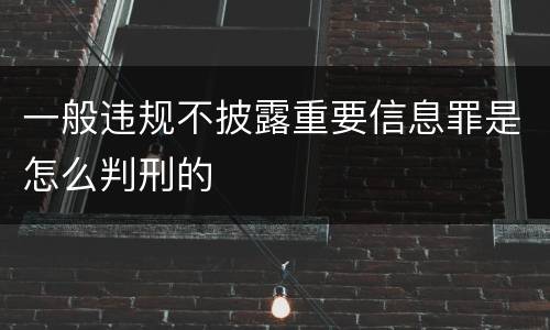 一般违规不披露重要信息罪是怎么判刑的