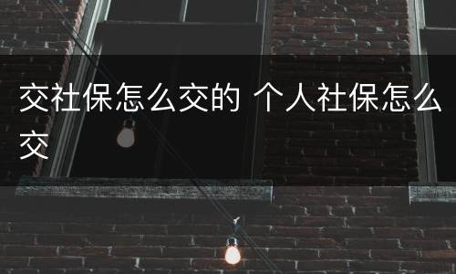 交社保怎么交的 个人社保怎么交