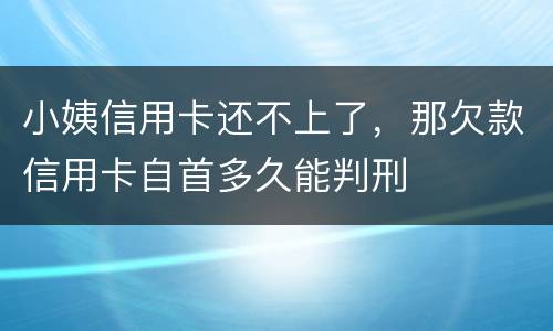 小姨信用卡还不上了，那欠款信用卡自首多久能判刑
