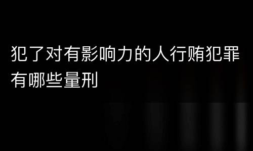 犯了对有影响力的人行贿犯罪有哪些量刑