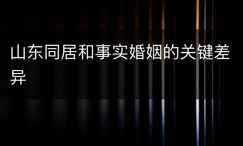 山东同居和事实婚姻的关键差异