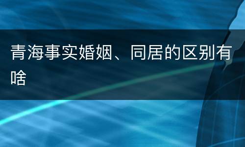 青海事实婚姻、同居的区别有啥
