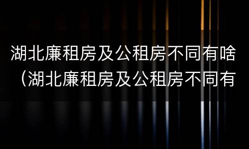 湖北廉租房及公租房不同有啥（湖北廉租房及公租房不同有啥影响）