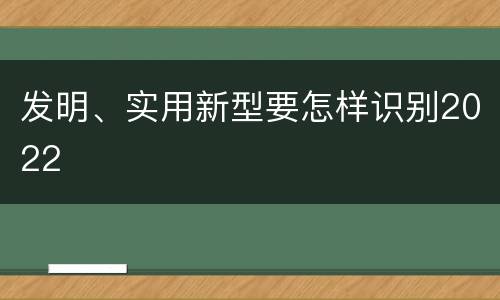 发明、实用新型要怎样识别2022