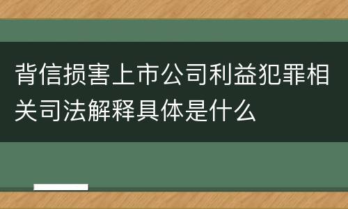 背信损害上市公司利益犯罪相关司法解释具体是什么