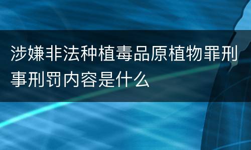 涉嫌非法种植毒品原植物罪刑事刑罚内容是什么