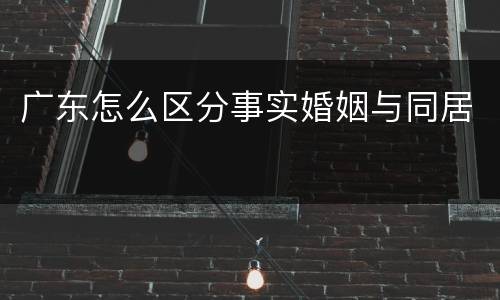 广东怎么区分事实婚姻与同居