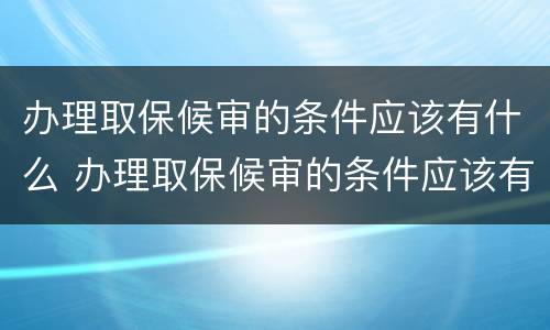 办理取保候审的条件应该有什么 办理取保候审的条件应该有什么证明