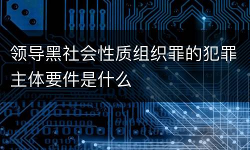 领导黑社会性质组织罪的犯罪主体要件是什么