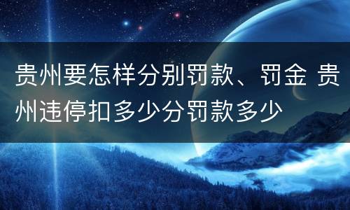 贵州要怎样分别罚款、罚金 贵州违停扣多少分罚款多少