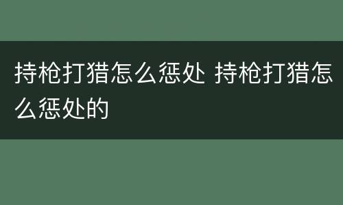 持枪打猎怎么惩处 持枪打猎怎么惩处的