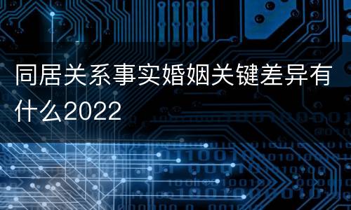 同居关系事实婚姻关键差异有什么2022